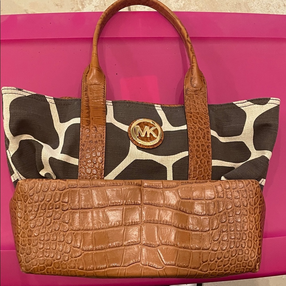 Michael Kors Black and Tan Tote Bag
